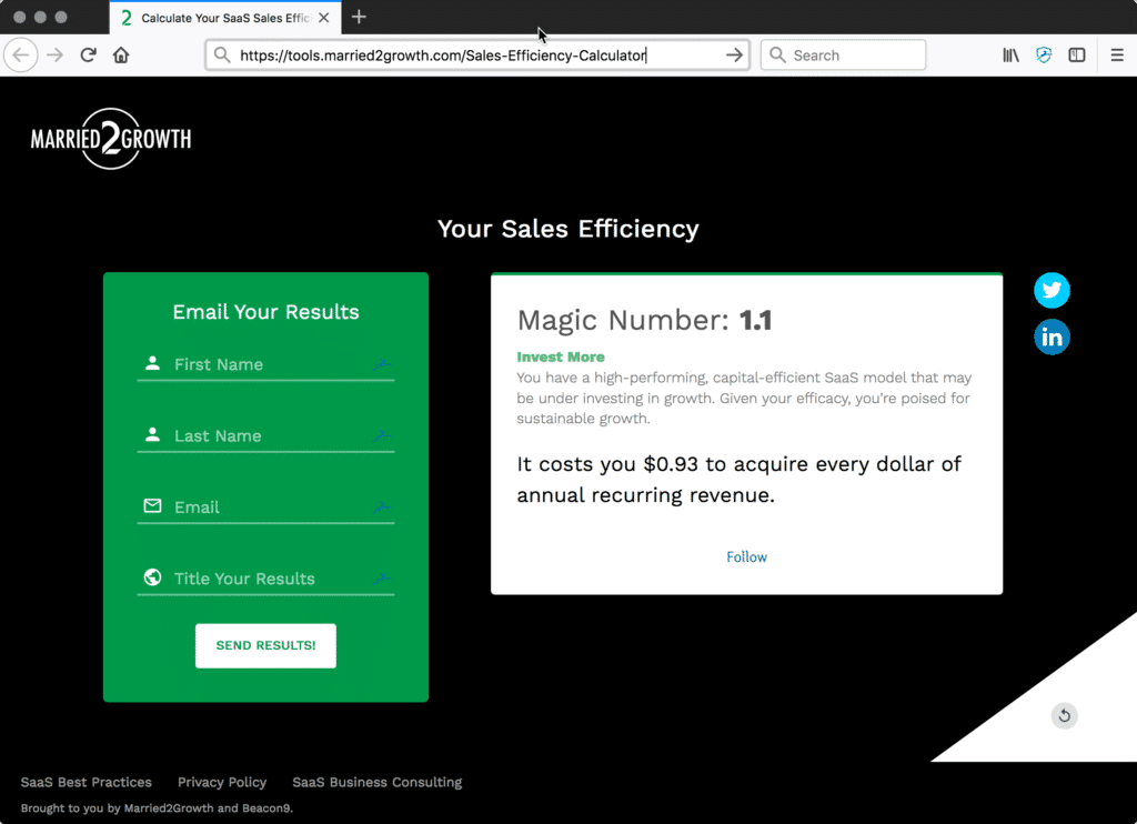 SaaS Sales Efficiency Calculator
